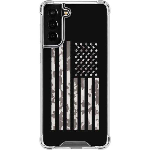 Black and White Camo American Flag Galaxy S21 FE Clear Case